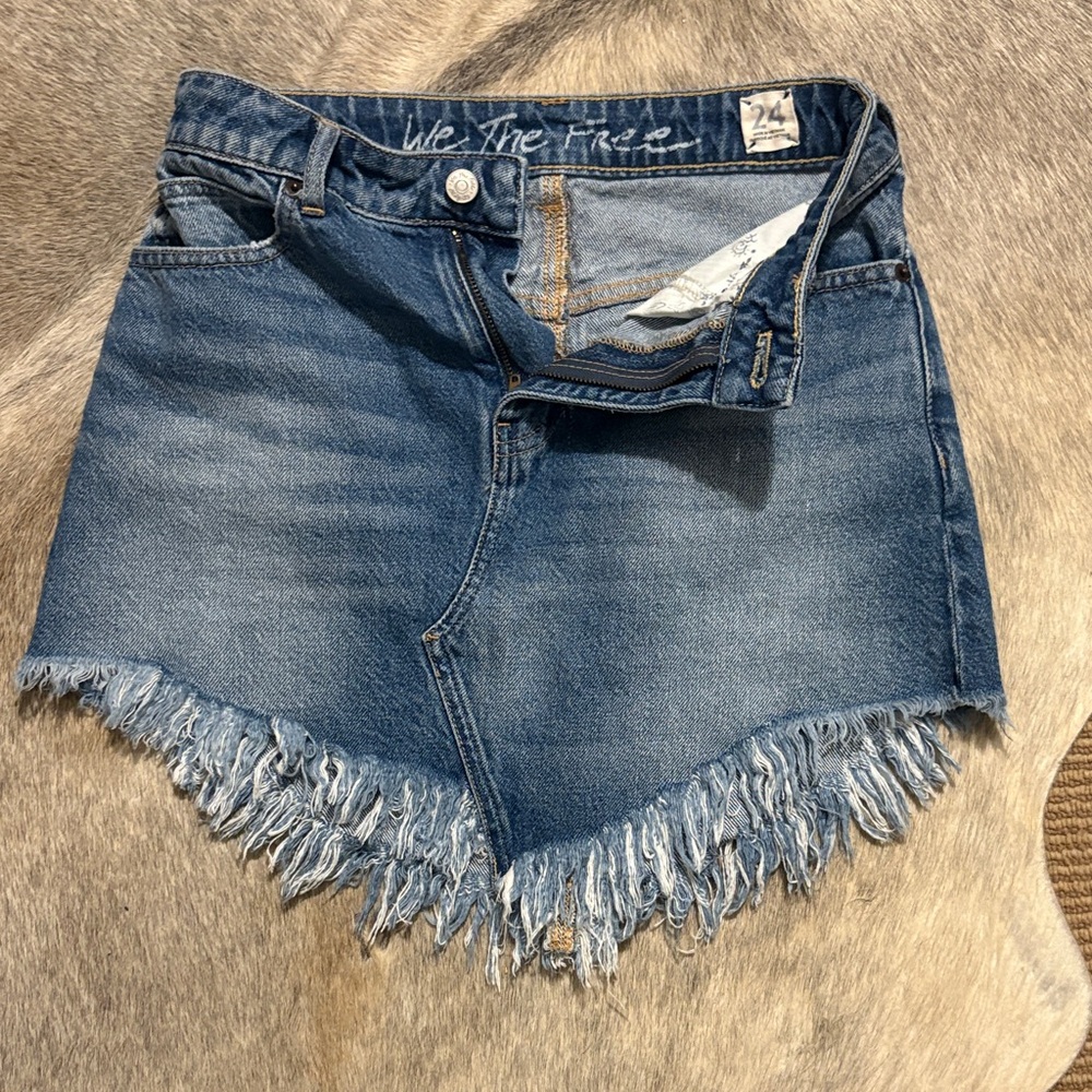 Frayed Denim Mini Skirt